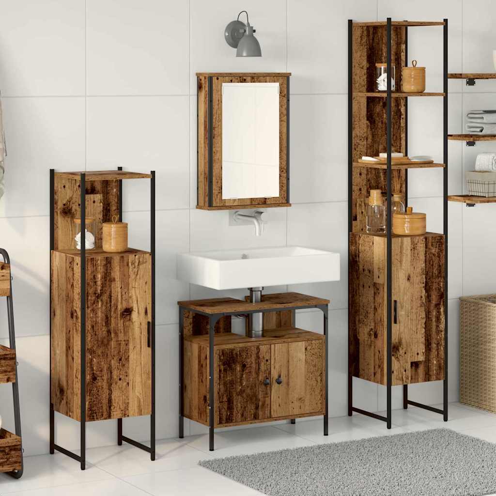 Bathroom Furniture Set 4 pcs Old wood 33 x 33 x 185.5 cm